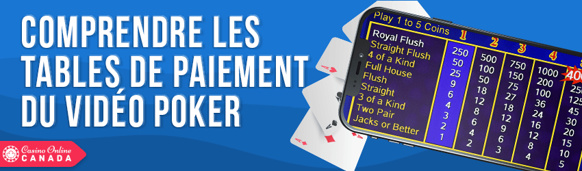 tables de paiement du vidéo poker